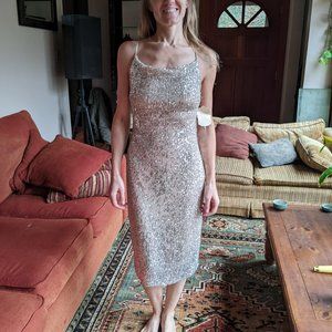 altar'd state sequin dress - silver stretchy